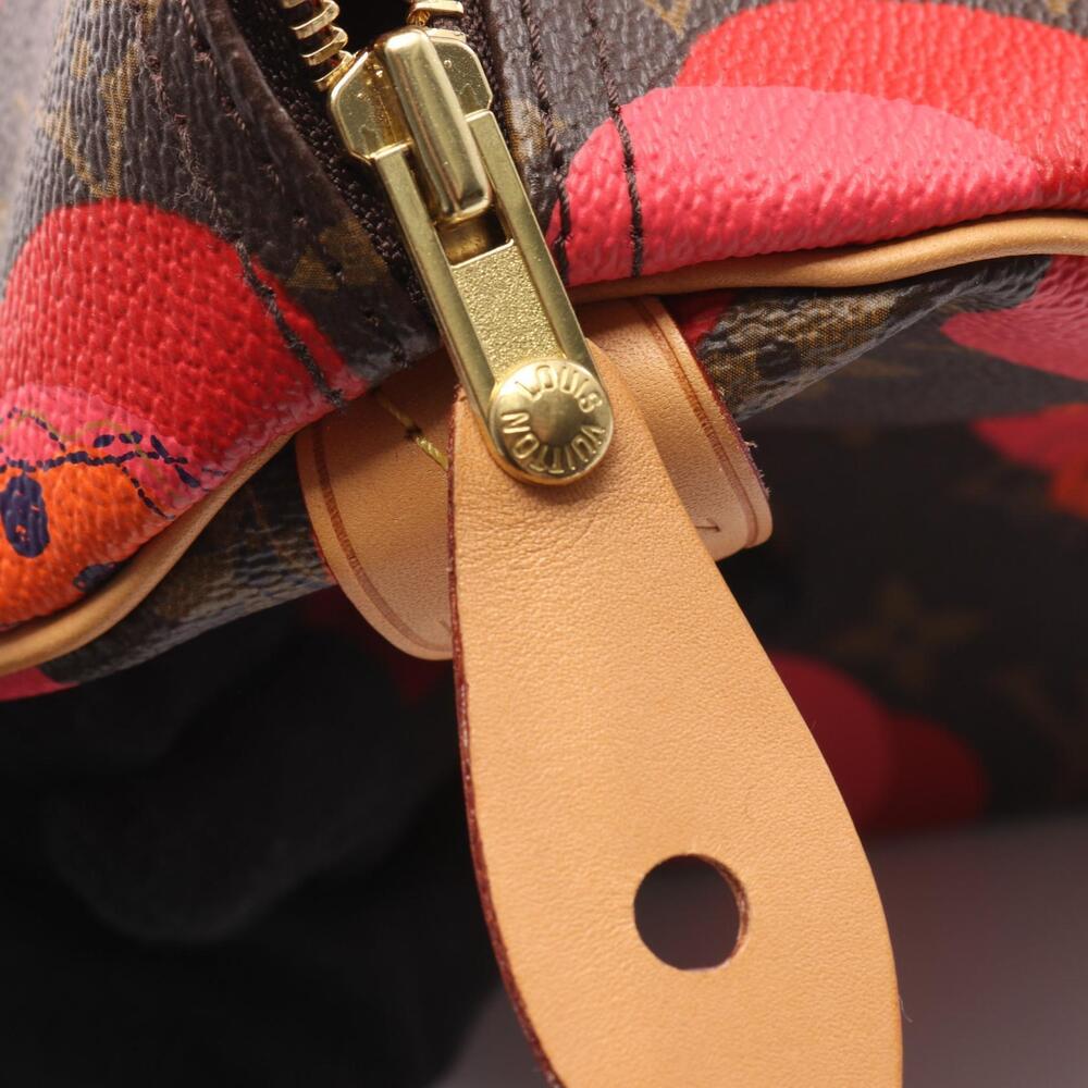 Louis Vuitton Speedy Handbag Canvas Leather Monogram Ramage Brown Red Orange - Picture 8 of 8